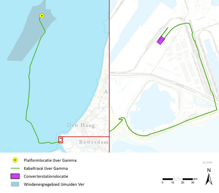 Kaart IJmuiden ver gamma kabelroute