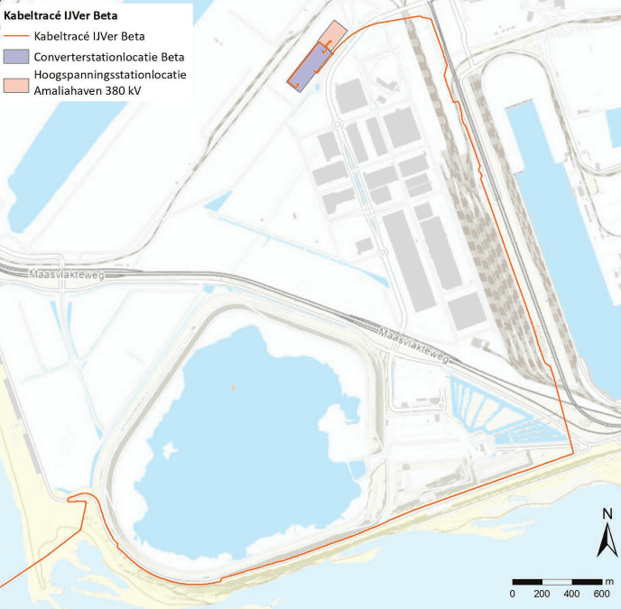 Net op Zee IJmuiden ver beta kabeltrace land