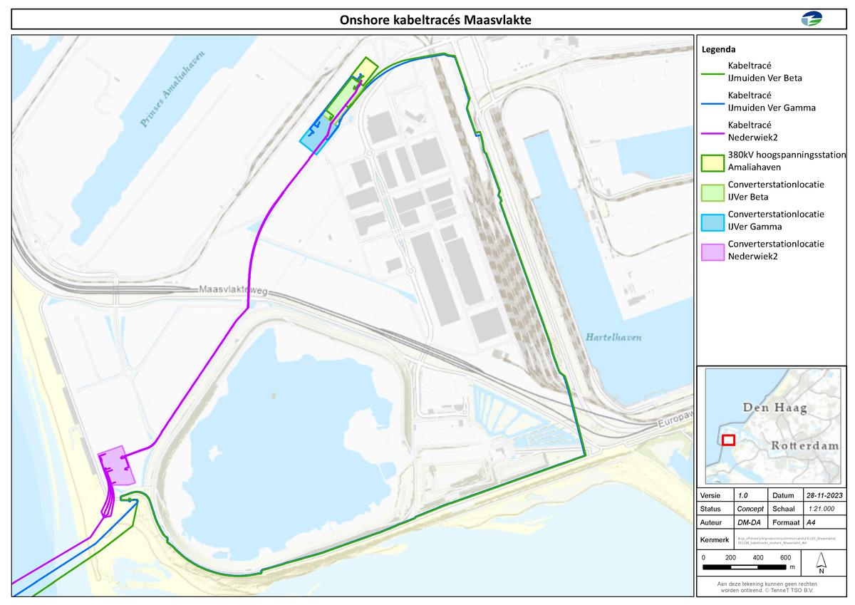 Kabeltracés Maasvlakte Net op Zee november 2023